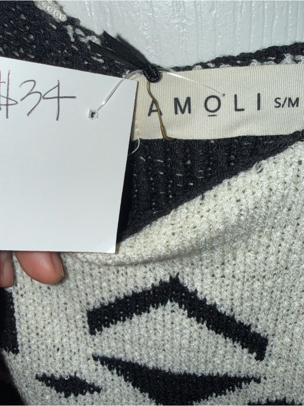 AMOLI Black & Cream Knit Sweater Tank Top - Picture 3 of 5
